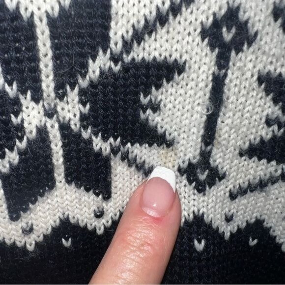 TIROL Sweater Mens L Navy White Wool Blend Nordic Snowflake Pullover Vintage - Picture 4 of 11